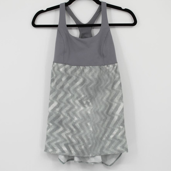 Lululemon Venus Tank Top 6 Zig Zag Blazer Fossil Gray Shelf Bra Swift Luxtreme0 - Picture 1 of 7